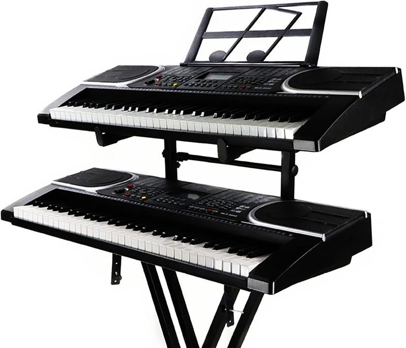 WEEGEEKS 2 Tier Keyboard Stand Attachment Adjustable Electric Digital Piano Stand for 54 - 88 Key Music Keyboards Rack Holder Adjustable Width 15-27 inch Music Instrument Accessories - Image 2